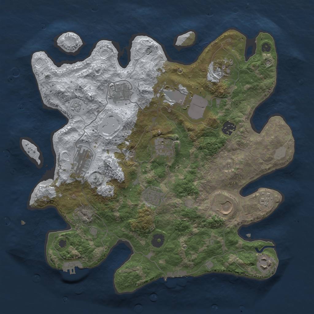 Rust Map: Procedural Map, Size: 3500, Seed: 1049129134, 19 Monuments