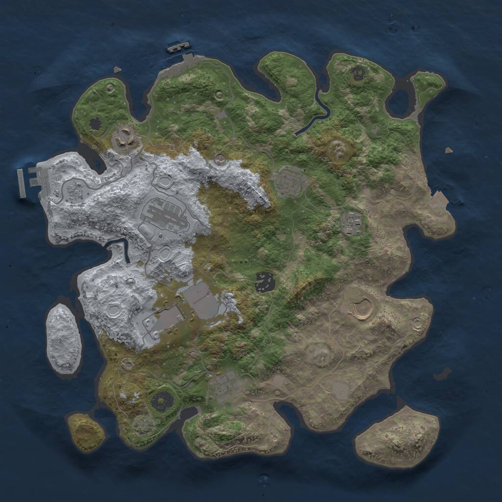 Rust Map: Procedural Map, Size: 3500, Seed: 126764, 14 Monuments