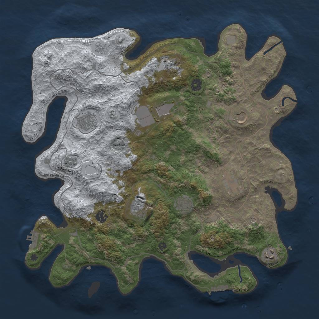 Rust Map: Procedural Map, Size: 4000, Seed: 882075, 19 Monuments