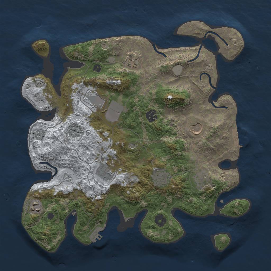 Rust Map: Procedural Map, Size: 3500, Seed: 777496, 18 Monuments