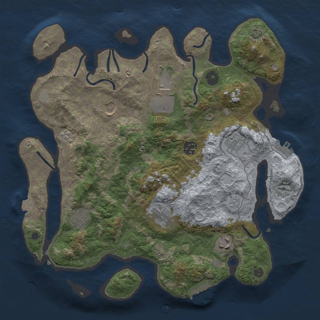 Rust Map: Procedural Map, Size: 3500, Seed: 346879758, 15 Monuments