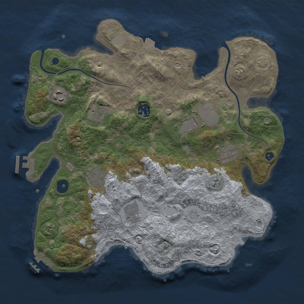 Rust Map: Procedural Map, Size: 3500, Seed: 1449063537, 14 Monuments