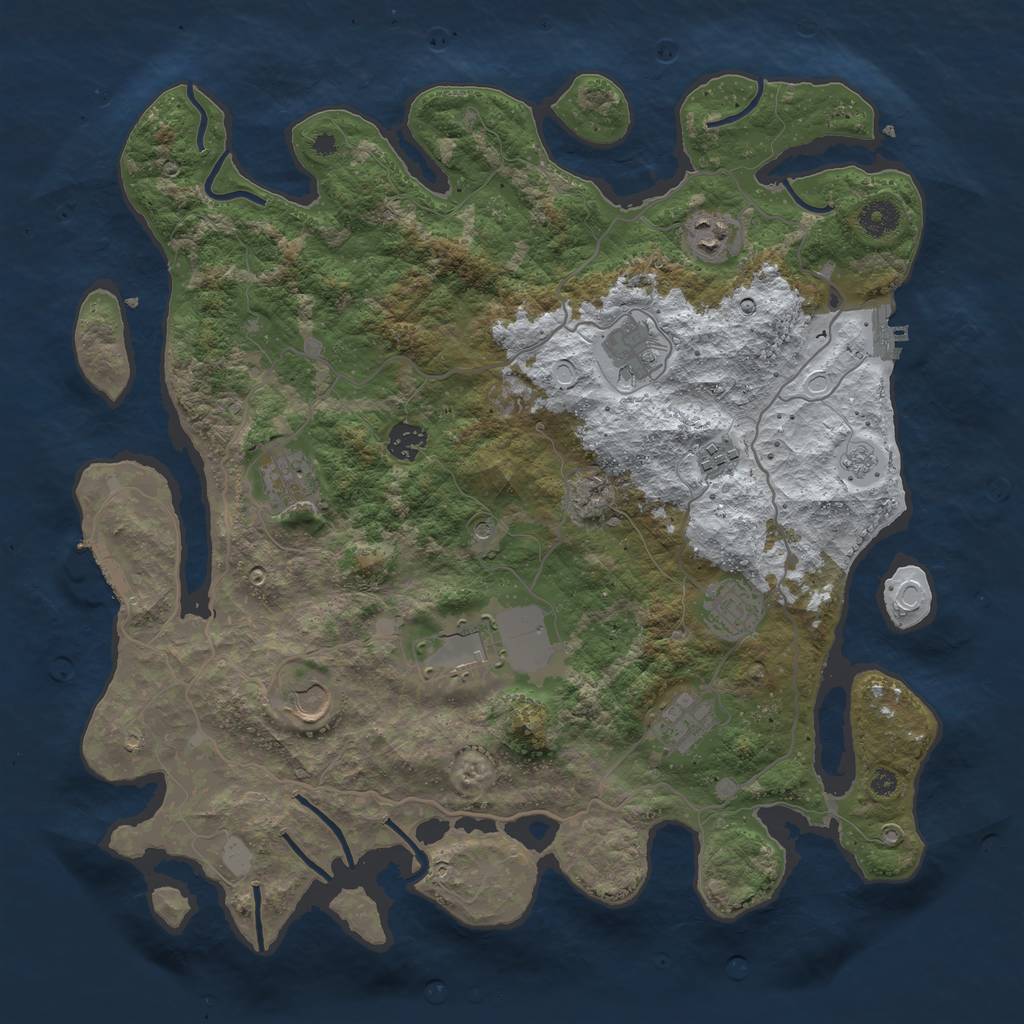 Rust Map: Procedural Map, Size: 4000, Seed: 174252423, 18 Monuments