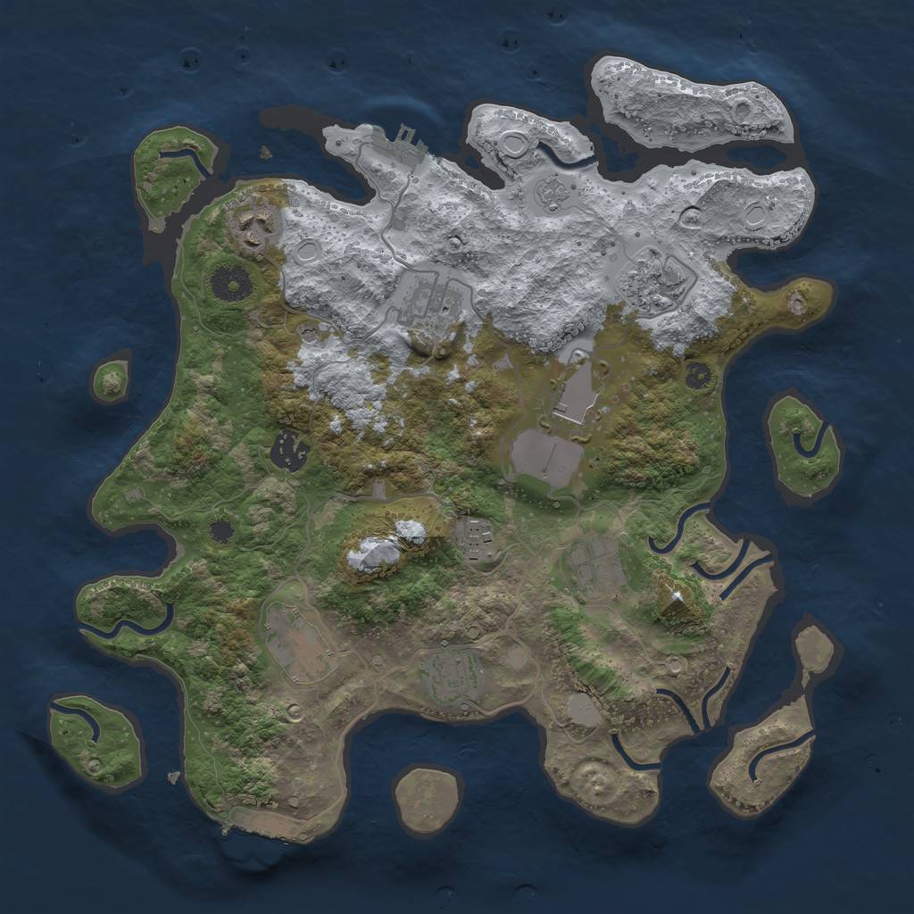 Rust Map: Procedural Map, Size: 3500, Seed: 9145672, 18 Monuments
