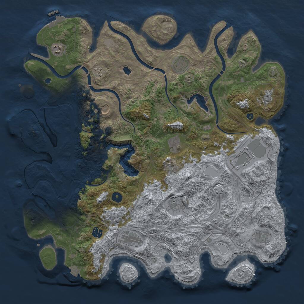 Rust Map: Procedural Map, Size: 4400, Seed: 747, 17 Monuments