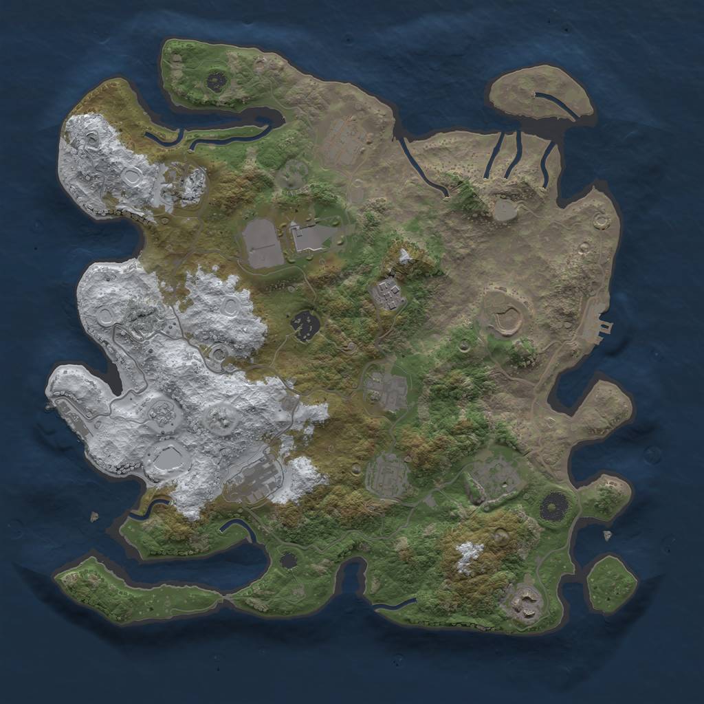 Rust Map: Procedural Map, Size: 3700, Seed: 848597280, 20 Monuments