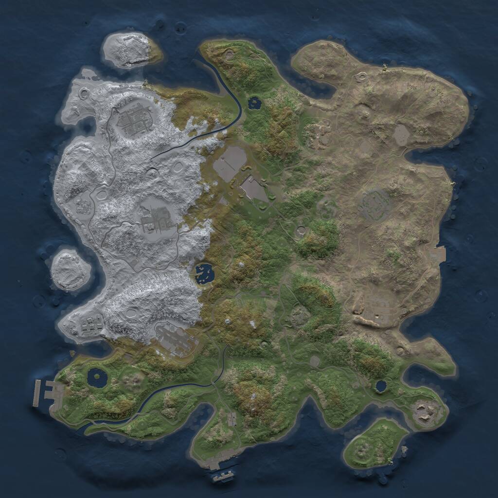 Rust Map: Procedural Map, Size: 3700, Seed: 439262290, 16 Monuments