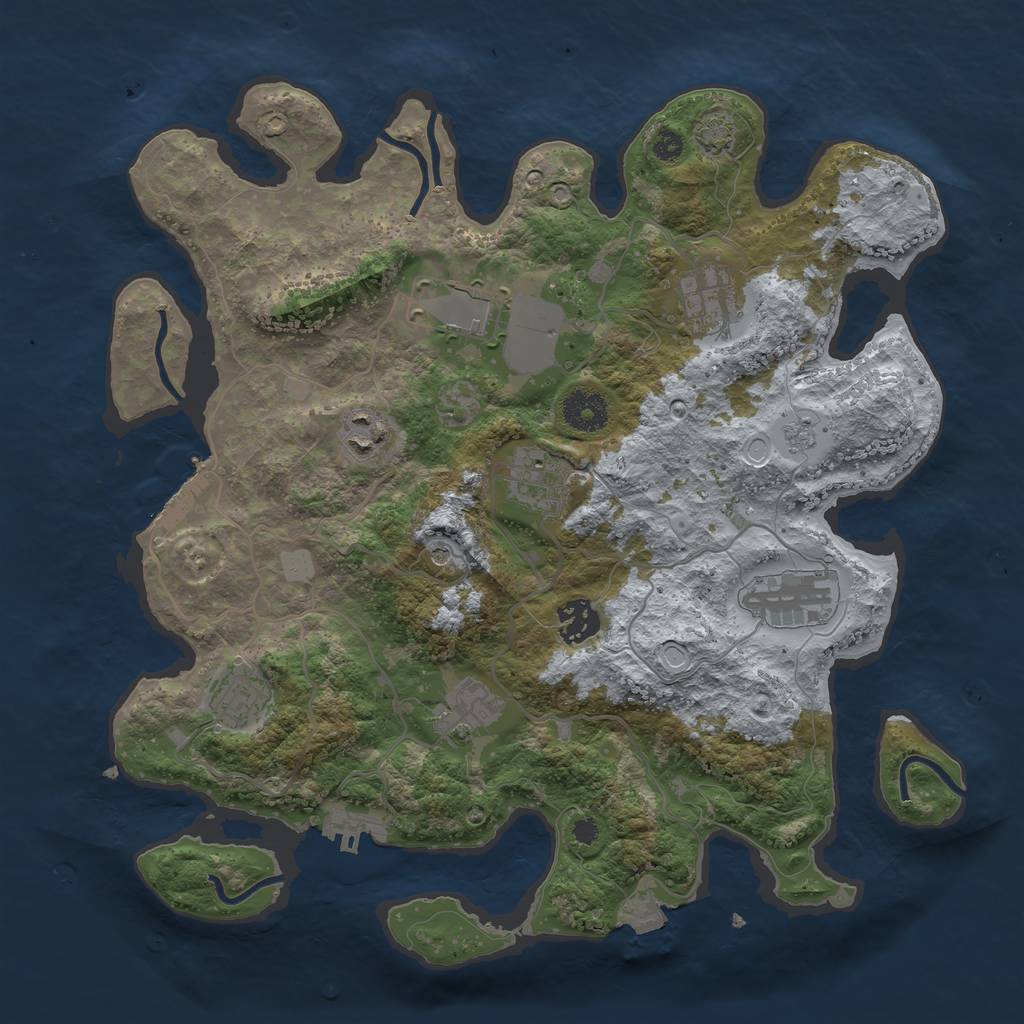 Rust Map: Procedural Map, Size: 3500, Seed: 38, 16 Monuments