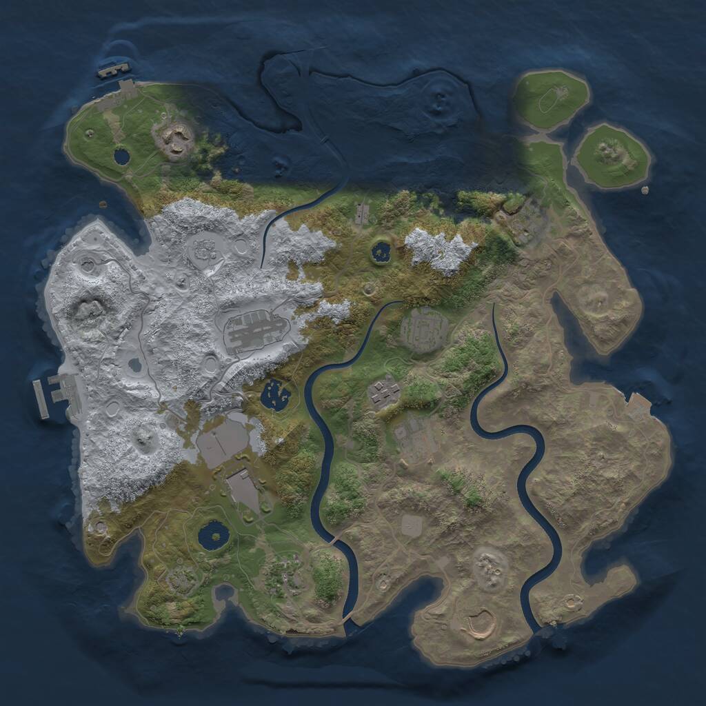 Rust Map: Procedural Map, Size: 3600, Seed: 22269, 16 Monuments