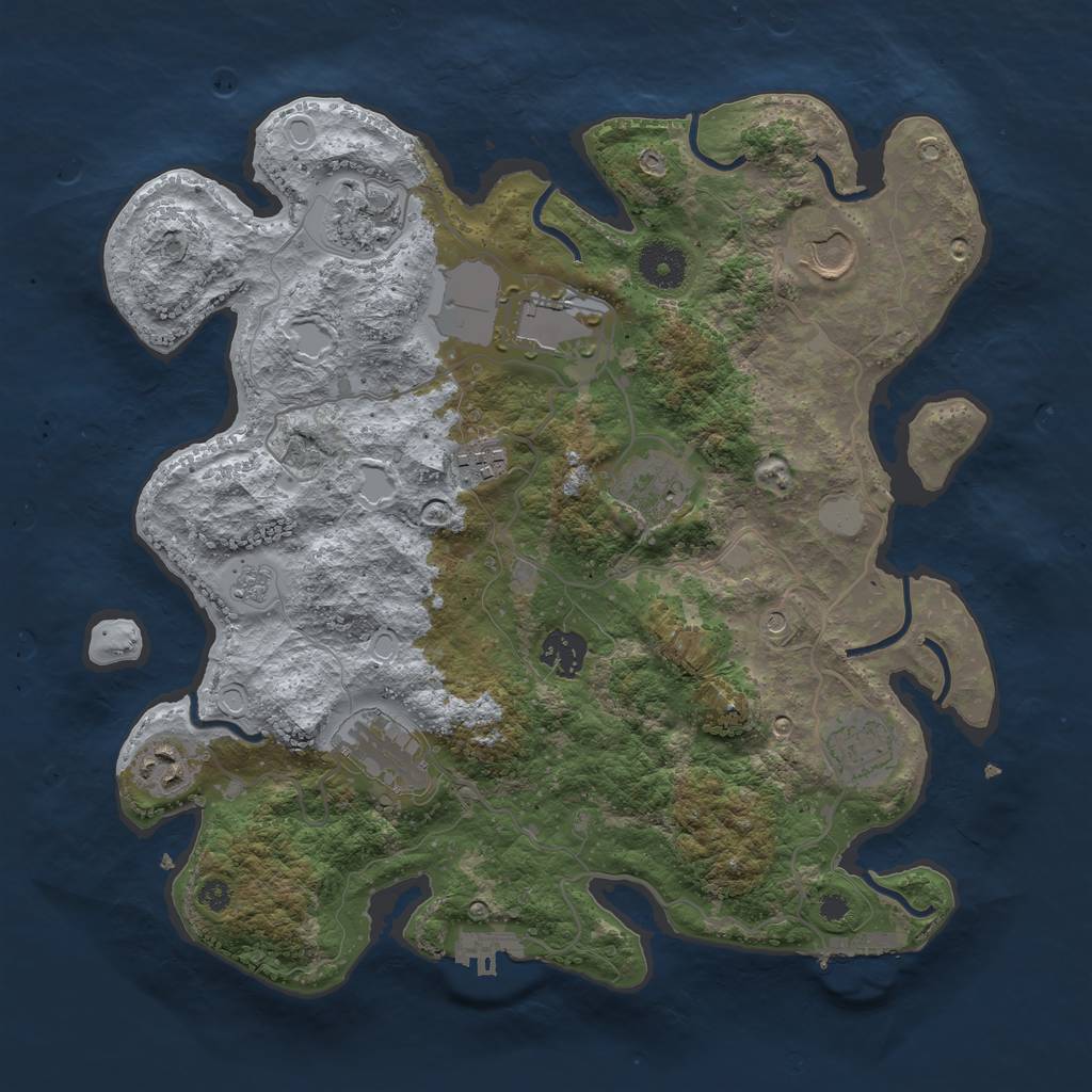 Rust Map: Procedural Map, Size: 3500, Seed: 123451, 18 Monuments