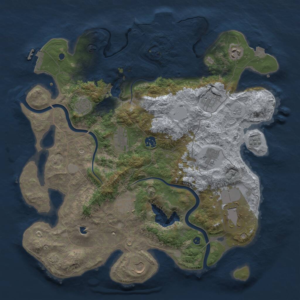 Rust Map: Procedural Map, Size: 4000, Seed: 429357942, 16 Monuments