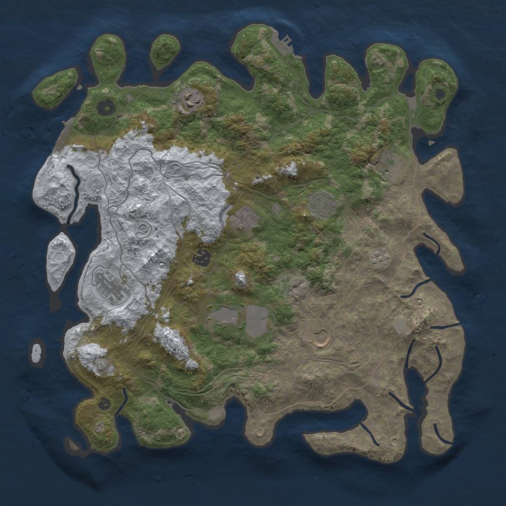 Rust Map: Procedural Map, Size: 4250, Seed: 1585604811, 18 Monuments