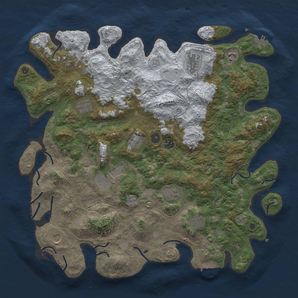 Rust Map: Procedural Map, Size: 4500, Seed: 83171947, 20 Monuments