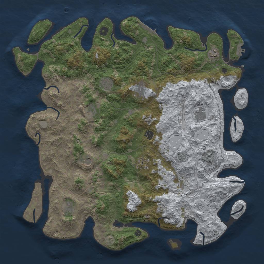 Rust Map: Procedural Map, Size: 4500, Seed: 4962379, 19 Monuments