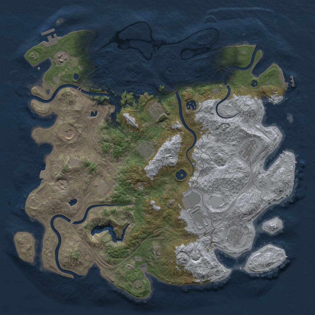 Rust Map: Procedural Map, Size: 4500, Seed: 3850228, 17 Monuments