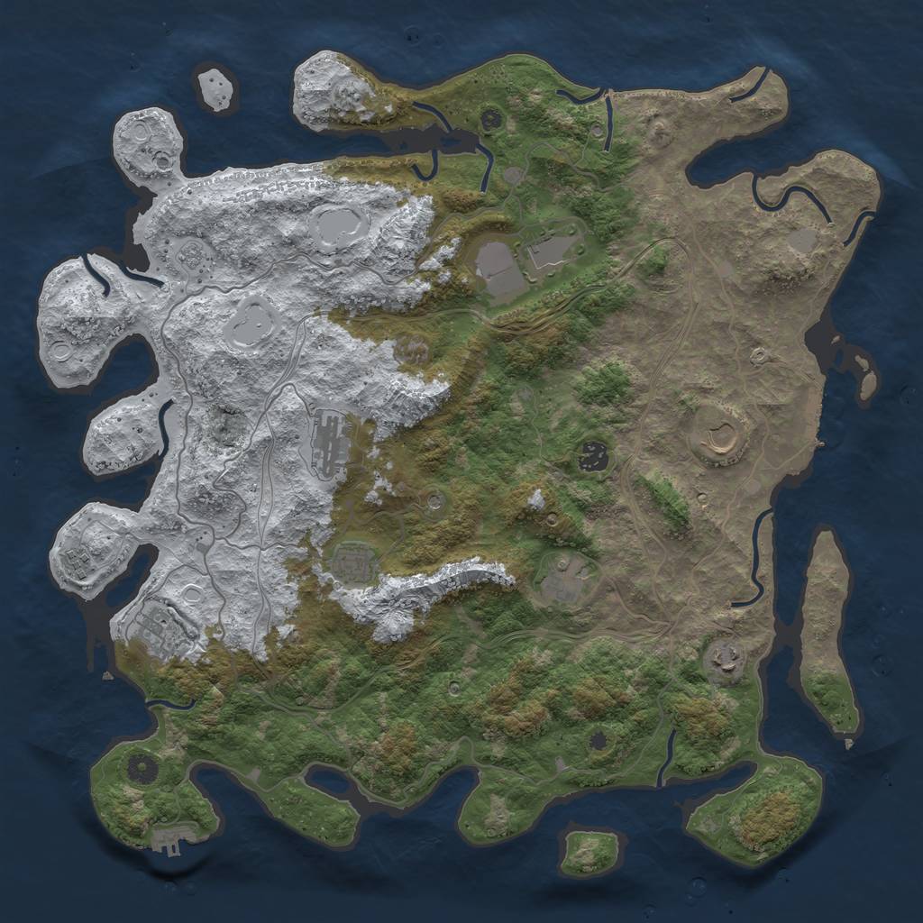 Rust Map: Procedural Map, Size: 4500, Seed: 7600257, 18 Monuments