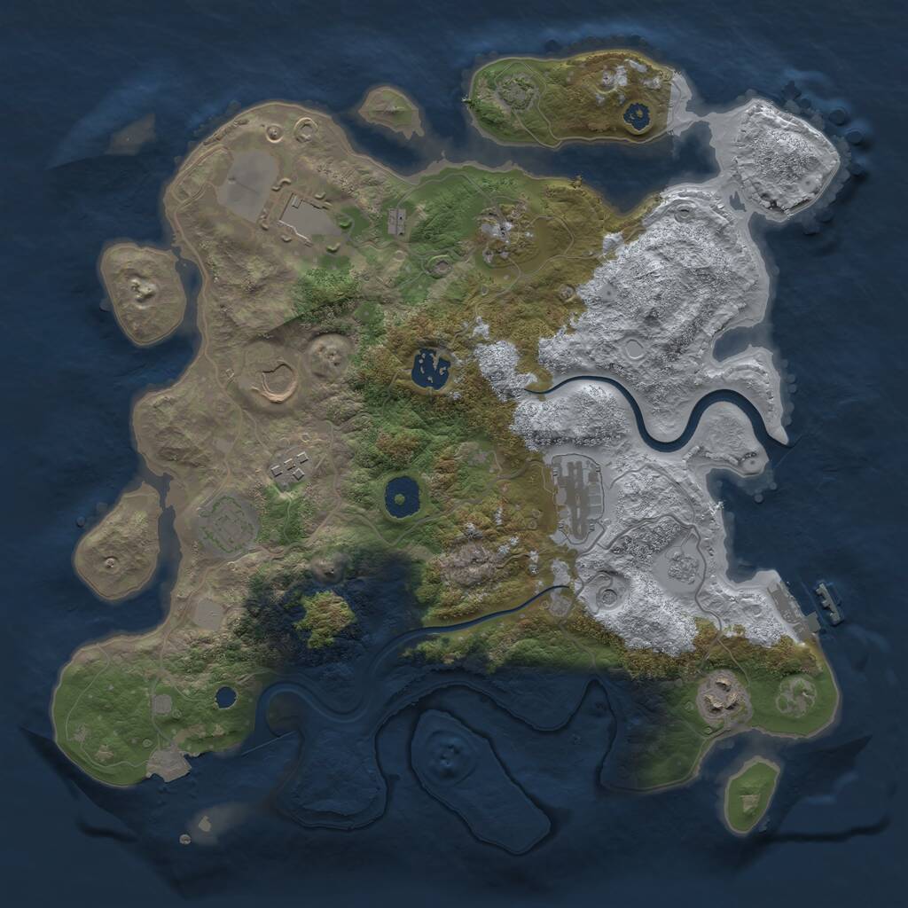 Rust Map: Procedural Map, Size: 3500, Seed: 486868763, 13 Monuments