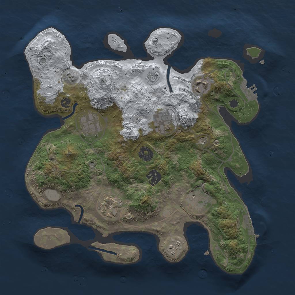 Rust Map: Procedural Map, Size: 3000, Seed: 17155, 16 Monuments