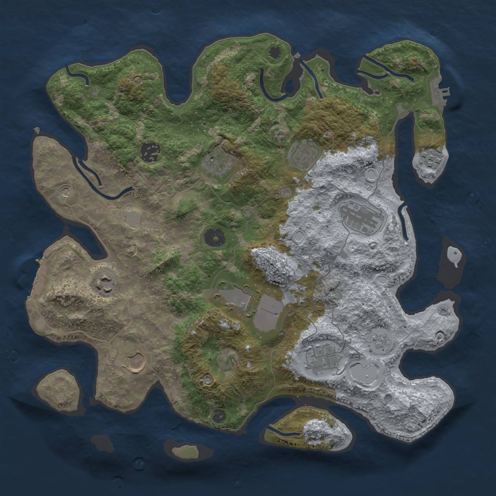 Rust Map: Procedural Map, Size: 3700, Seed: 5800, 18 Monuments