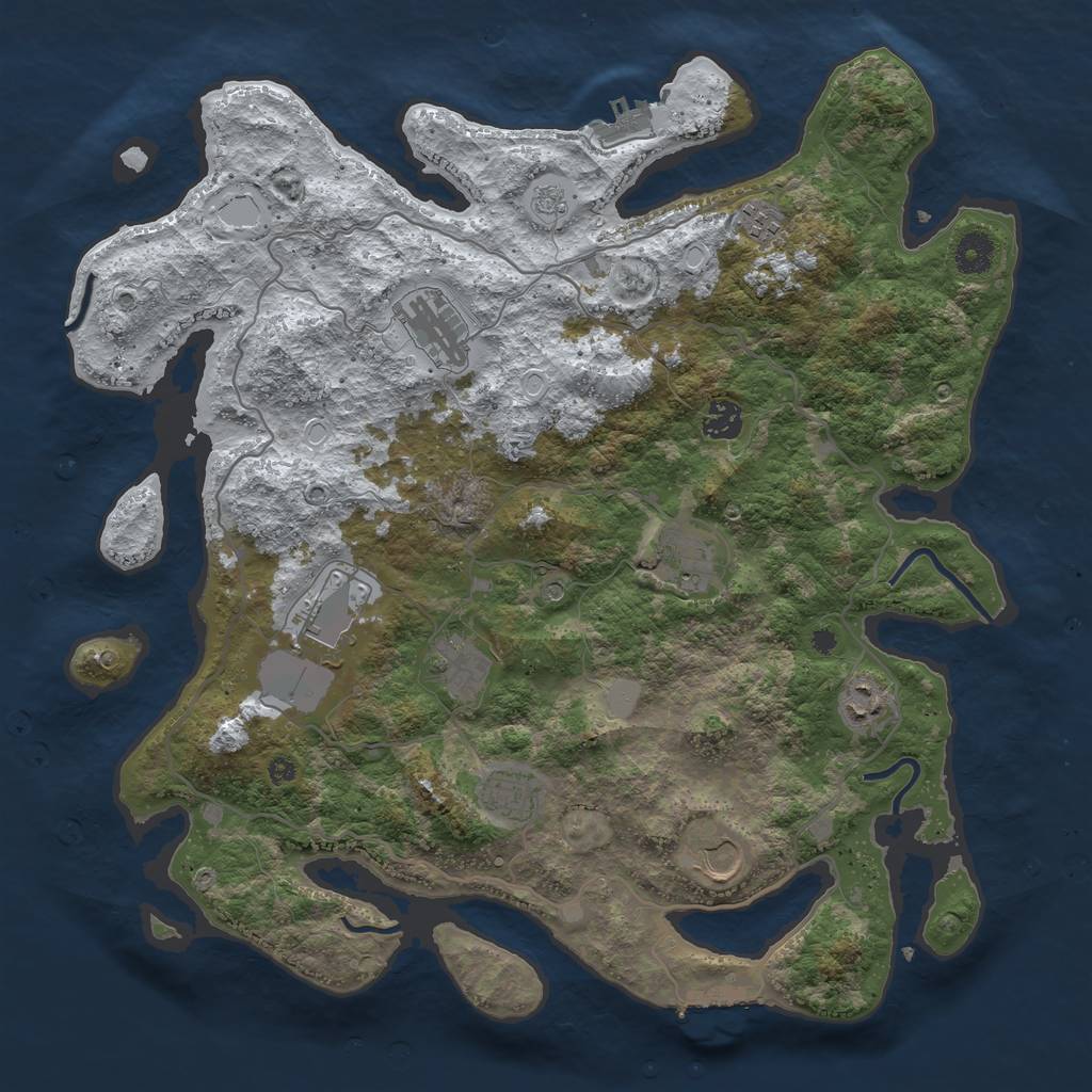 Rust Map: Procedural Map, Size: 4000, Seed: 720948156, 18 Monuments