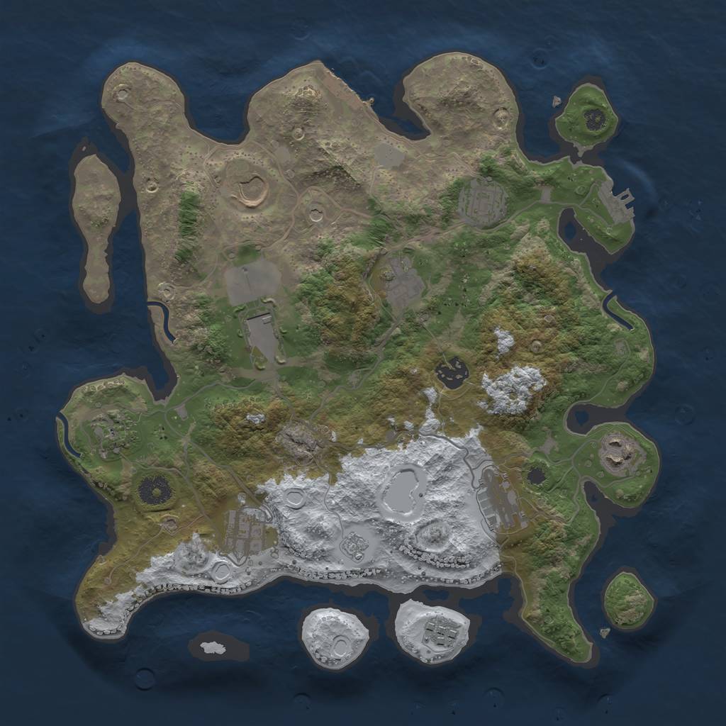 Rust Map: Procedural Map, Size: 3500, Seed: 447306721, 19 Monuments