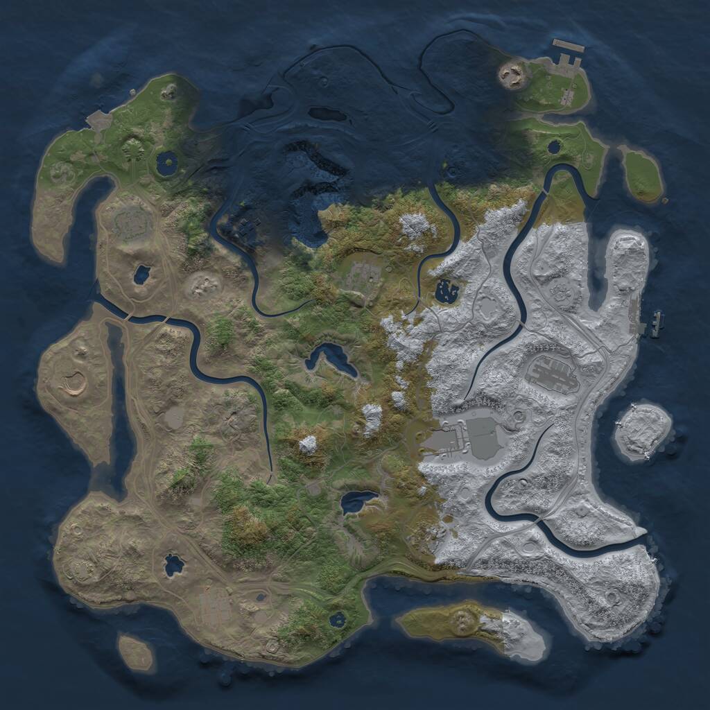 Rust Map: Procedural Map, Size: 4500, Seed: 1335789456, 16 Monuments