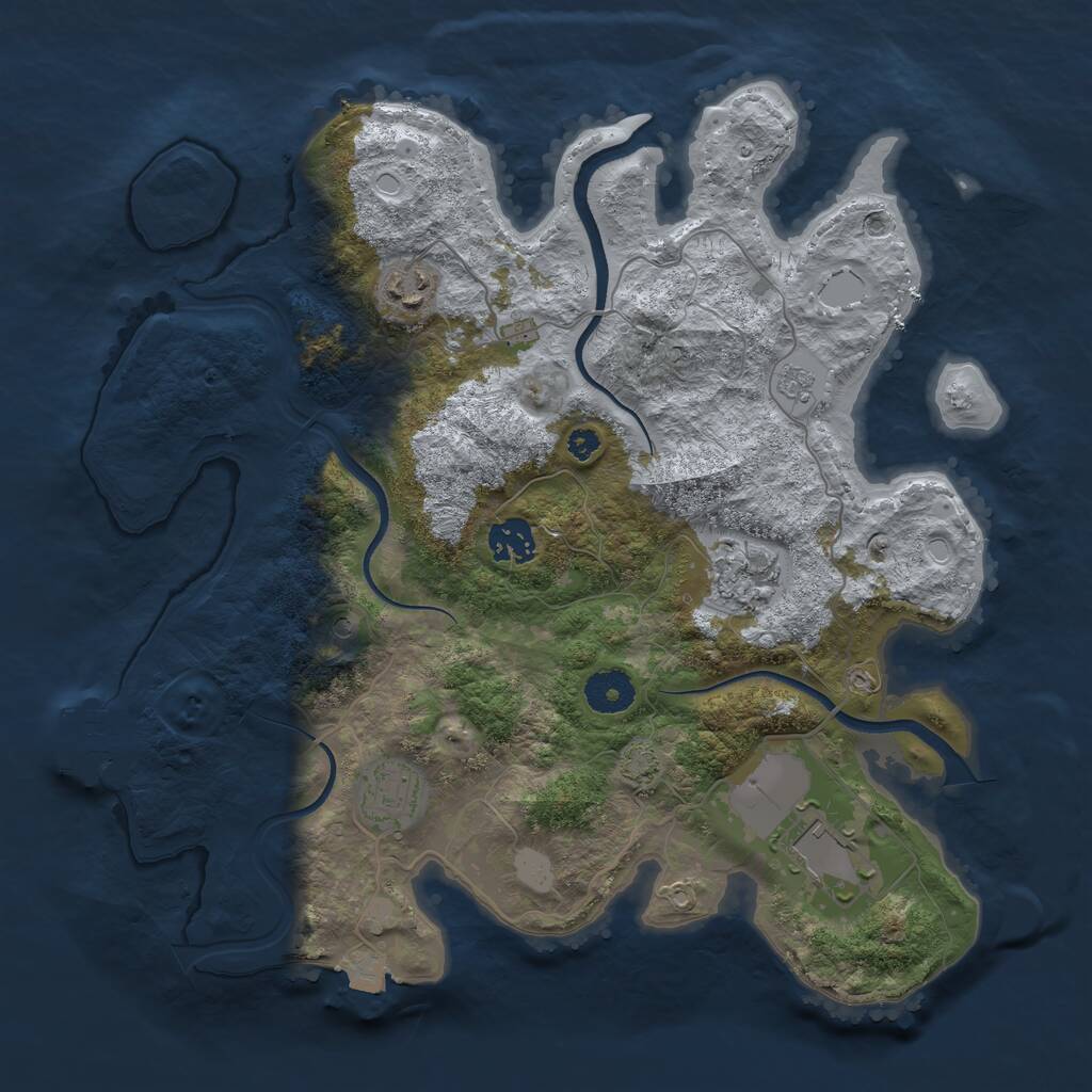 Rust Map: Procedural Map, Size: 3500, Seed: 2878, 10 Monuments