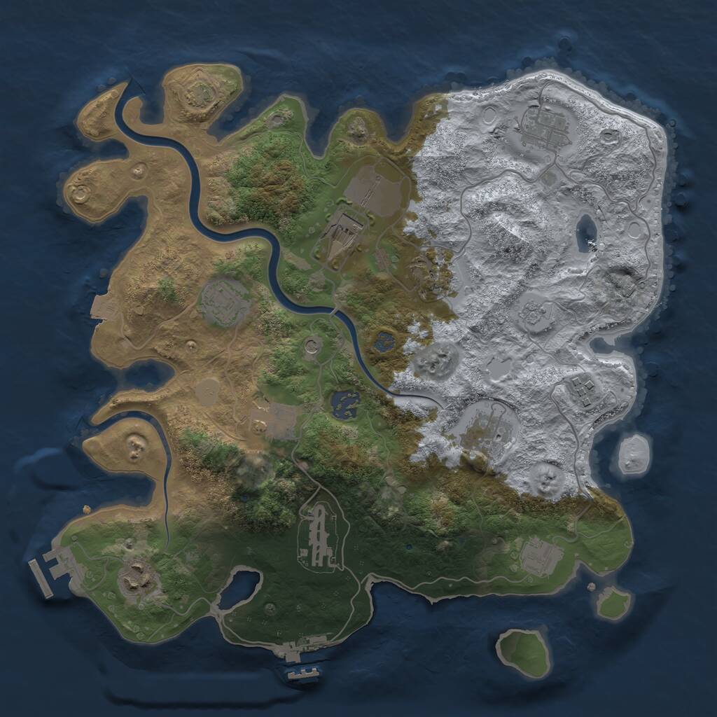 Rust Map: Procedural Map, Size: 3500, Seed: 245709096, 16 Monuments
