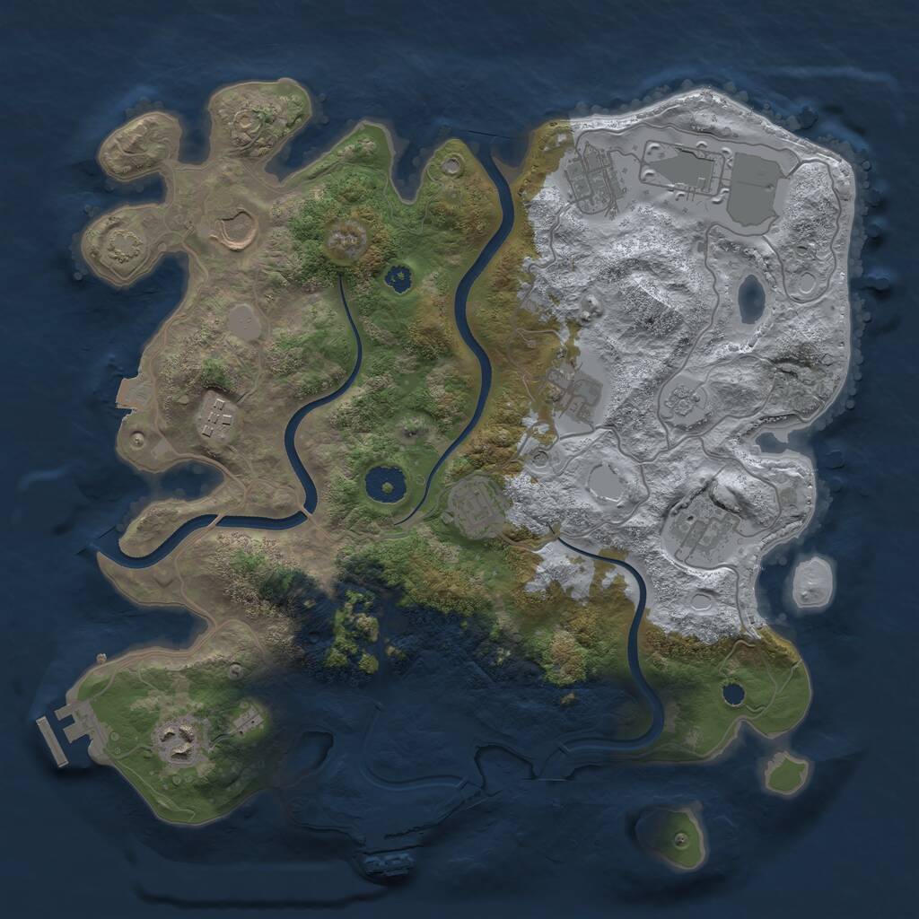 Rust Map: Procedural Map, Size: 3500, Seed: 245709096, 14 Monuments