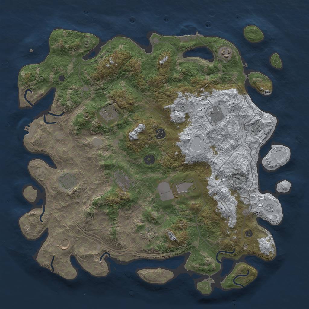 Rust Map: Procedural Map, Size: 4300, Seed: 684510, 19 Monuments