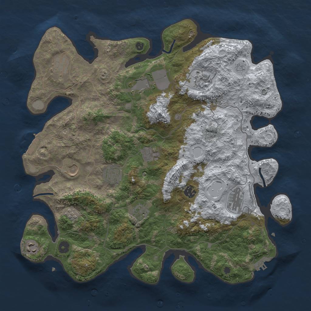 Rust Map: Procedural Map, Size: 4000, Seed: 259124501, 20 Monuments