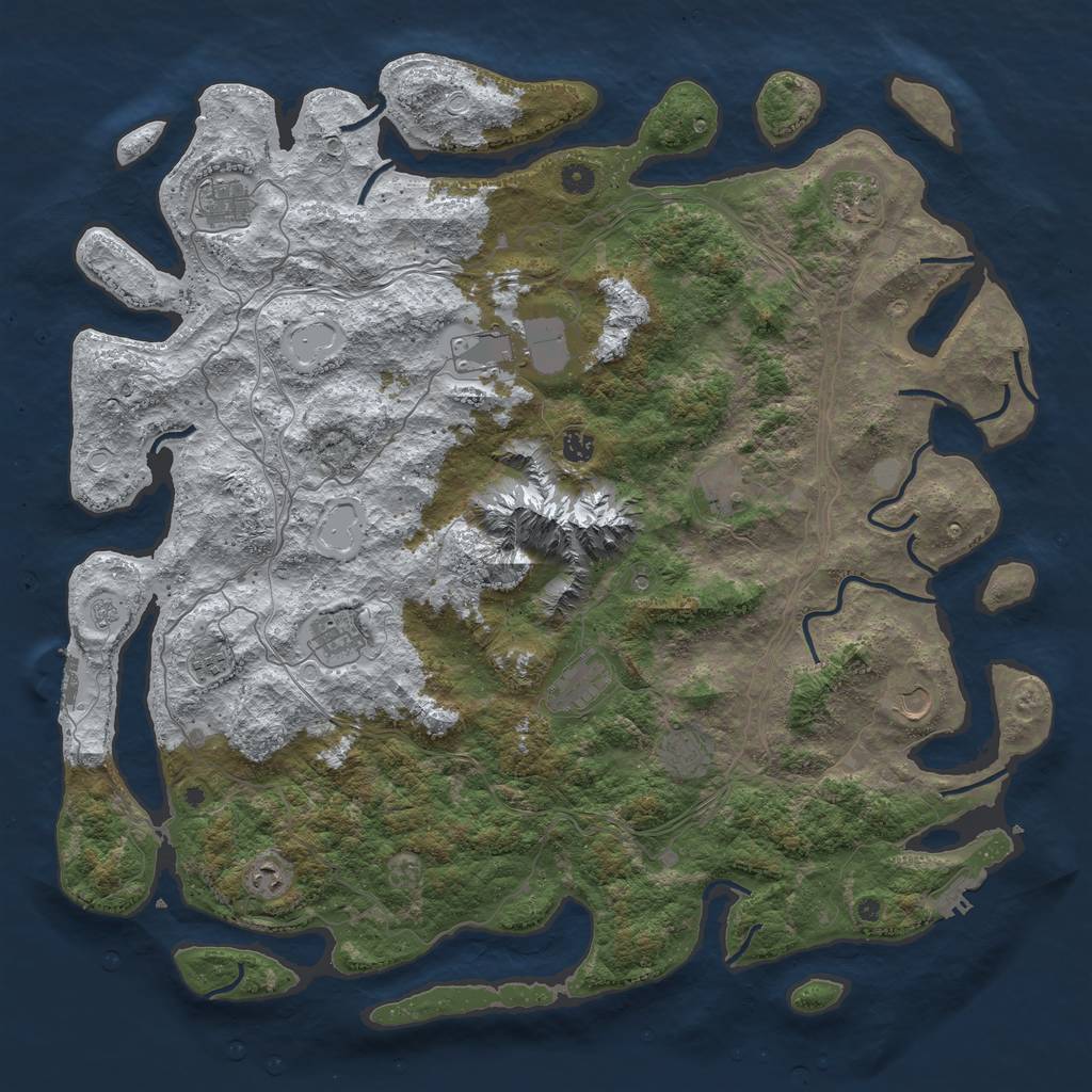 Rust Map: Procedural Map, Size: 5000, Seed: 77777, 20 Monuments