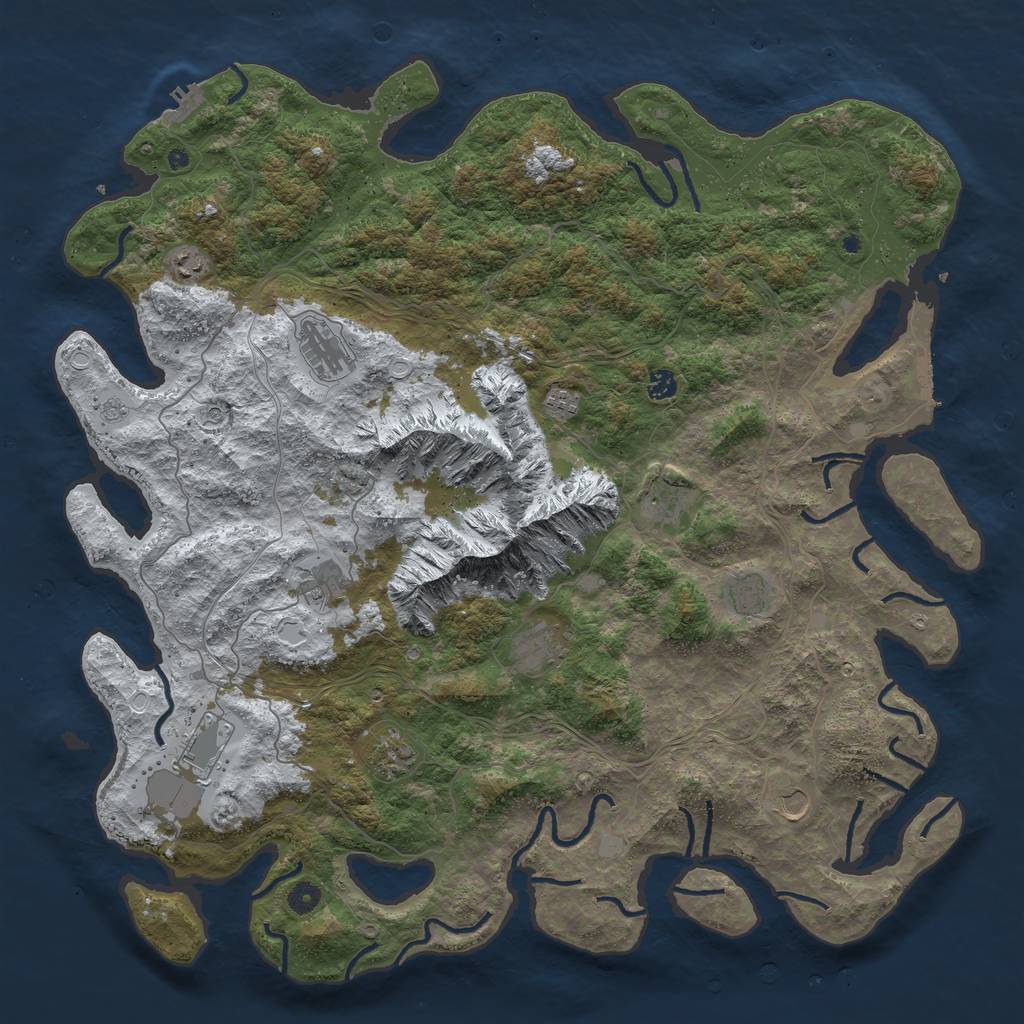 Rust Map: Procedural Map, Size: 5000, Seed: 758304335, 20 Monuments