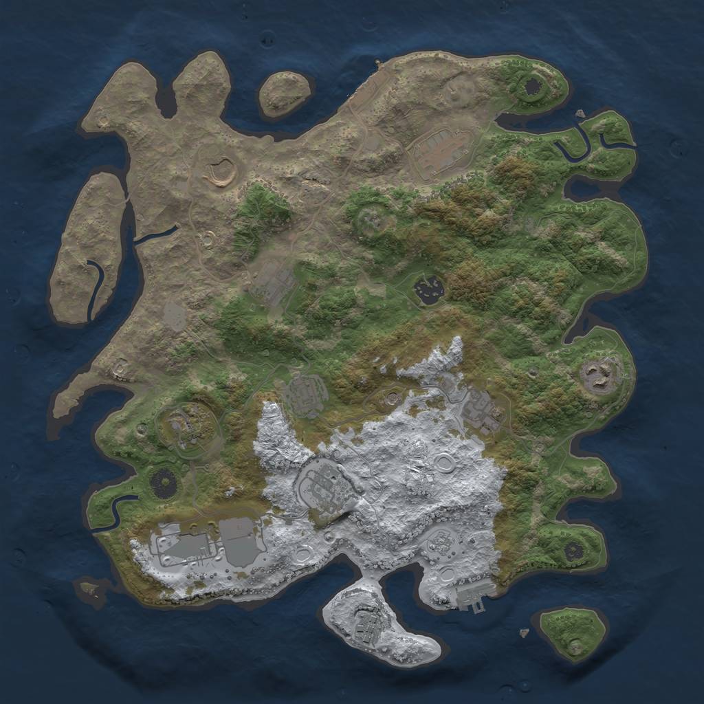 Rust Map: Procedural Map, Size: 3750, Seed: 1118114505, 20 Monuments