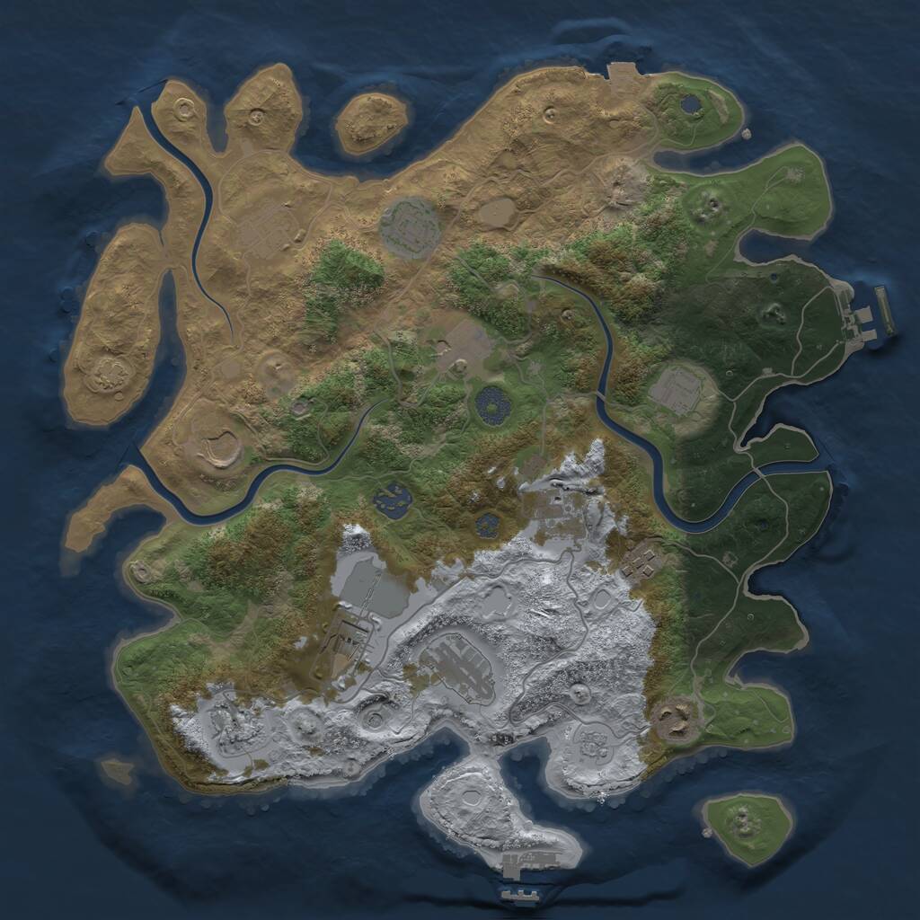 Rust Map: Procedural Map, Size: 3750, Seed: 1118114505, 17 Monuments