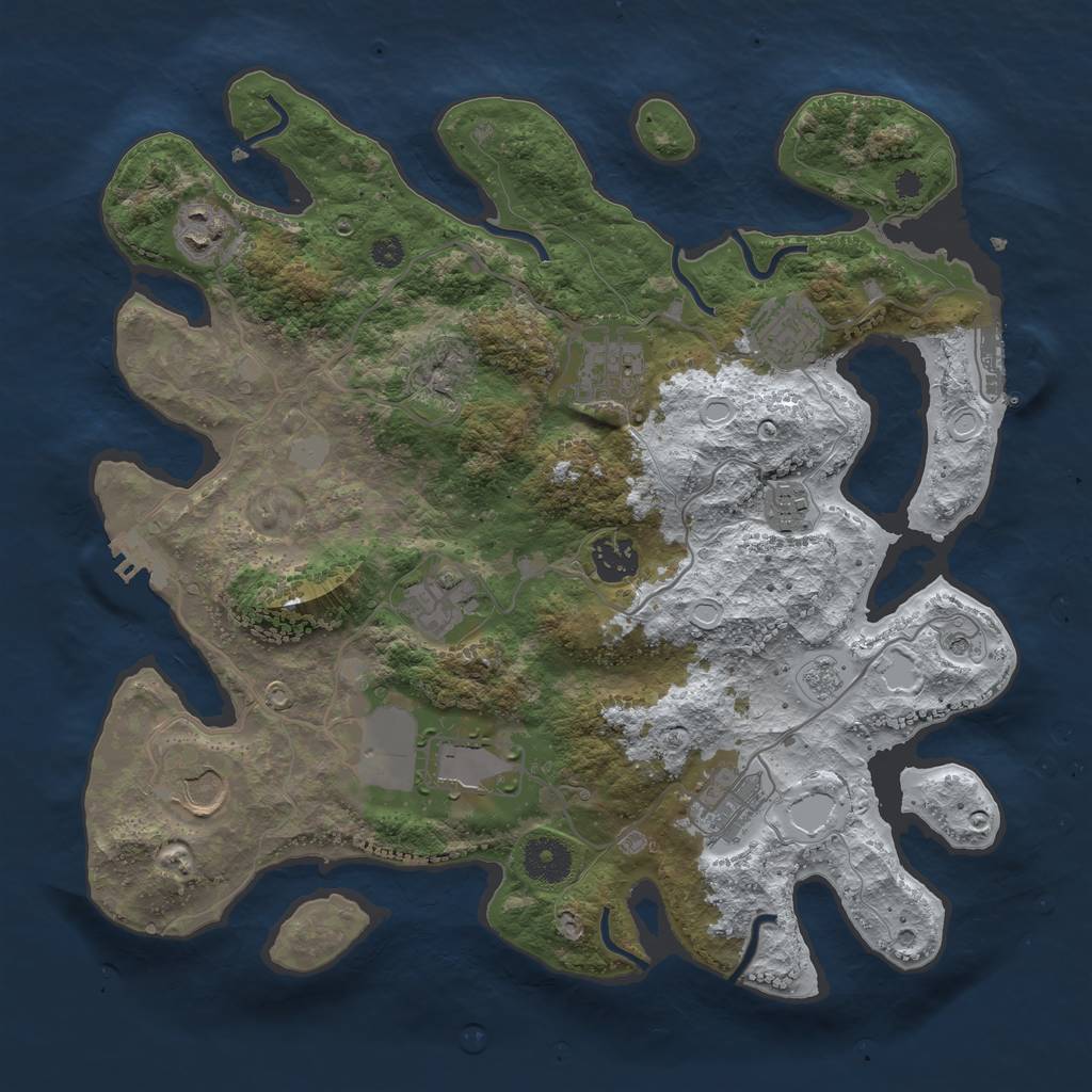 Rust Map: Procedural Map, Size: 3500, Seed: 629800, 18 Monuments