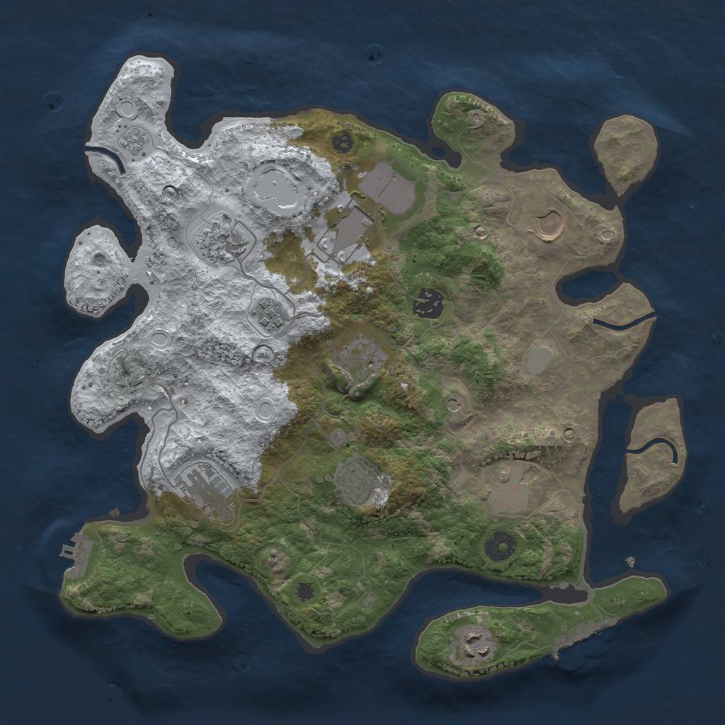 Rust Map: Procedural Map, Size: 3500, Seed: 23616, 19 Monuments