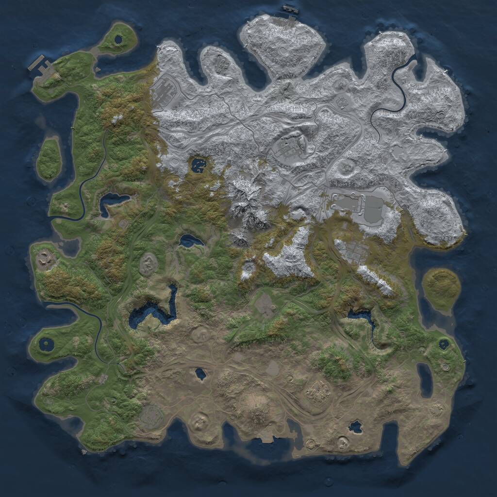 Rust Map: Procedural Map, Size: 5000, Seed: 1972625454, 16 Monuments