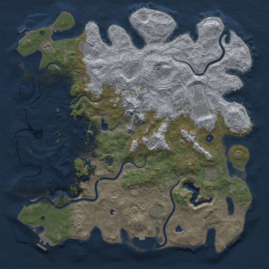 Rust Map: Procedural Map, Size: 5000, Seed: 1972625454, 17 Monuments