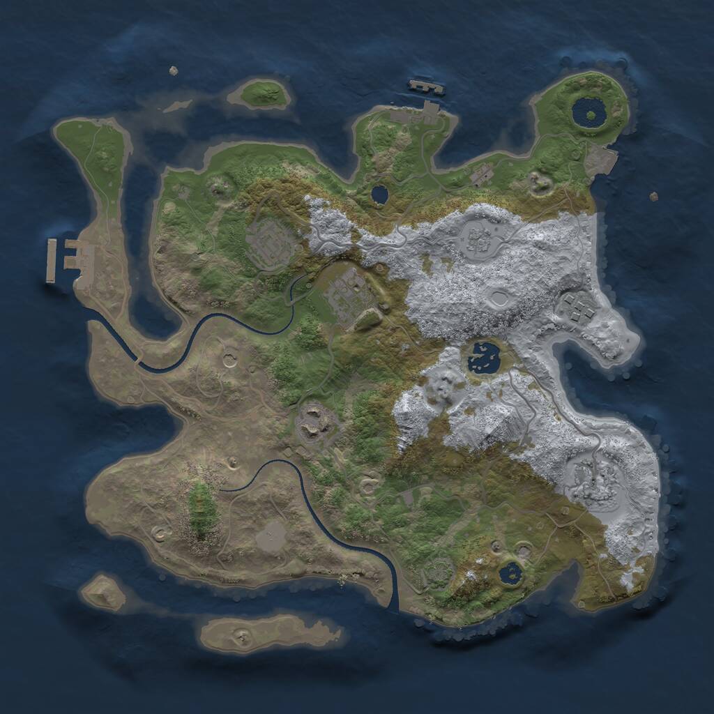 Rust Map: Procedural Map, Size: 3250, Seed: 2008287799, 12 Monuments