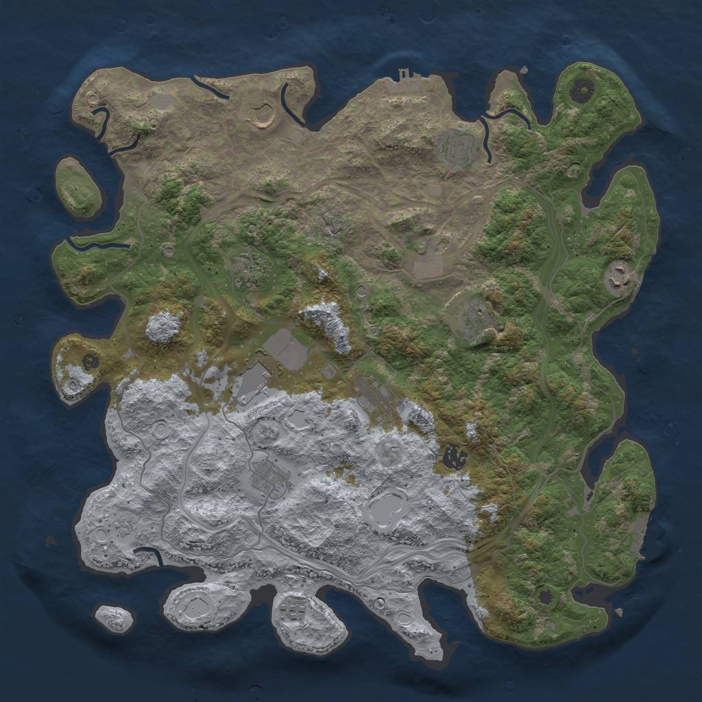 Rust Map: Procedural Map, Size: 4250, Seed: 1979396281, 18 Monuments