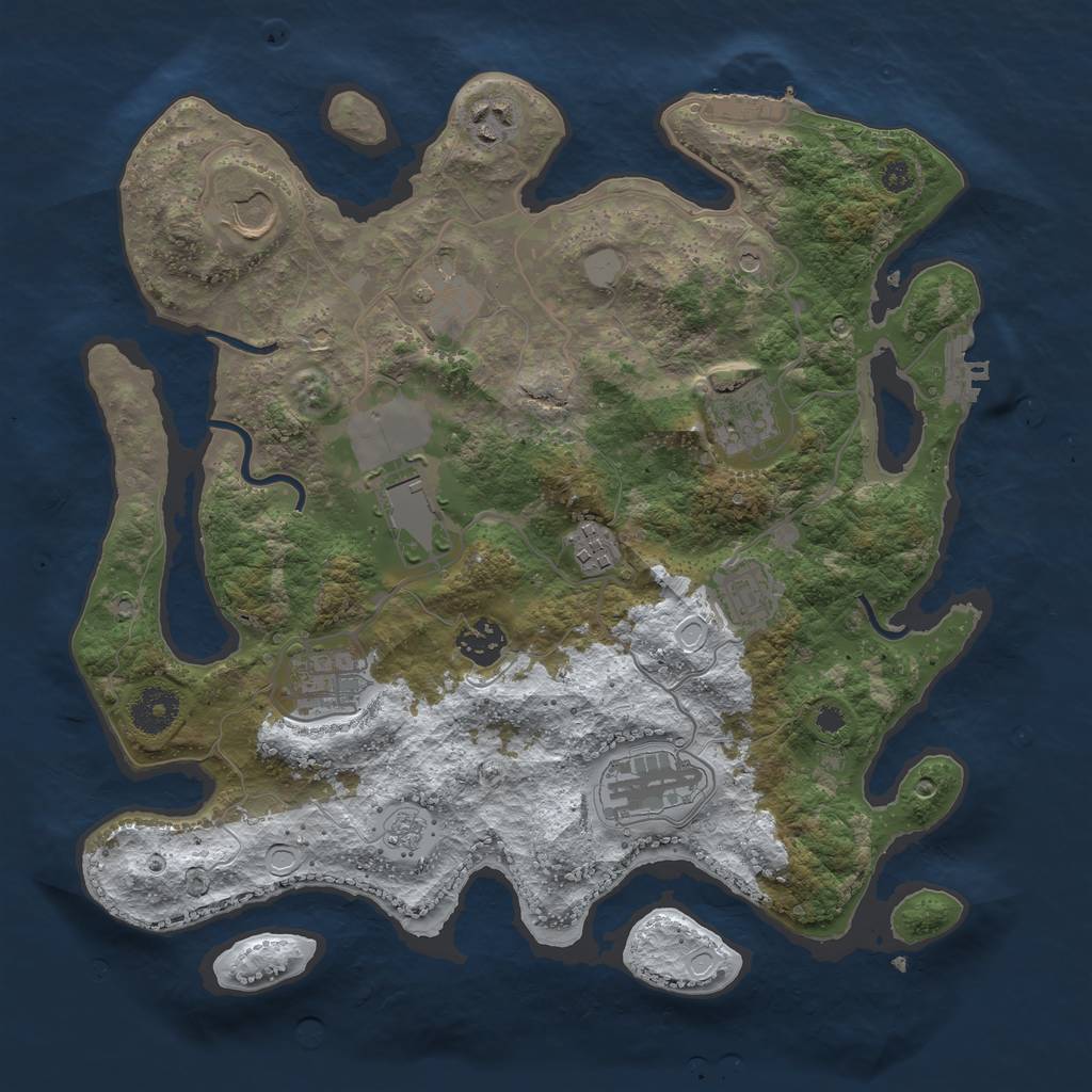 Rust Map: Procedural Map, Size: 3500, Seed: 28373127, 19 Monuments