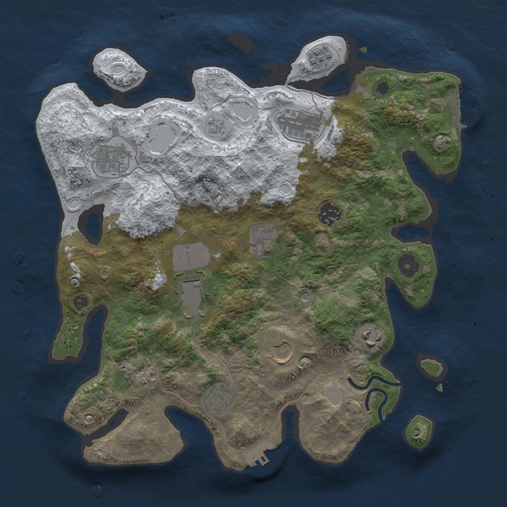 Rust Map: Procedural Map, Size: 3500, Seed: 1476084110, 19 Monuments