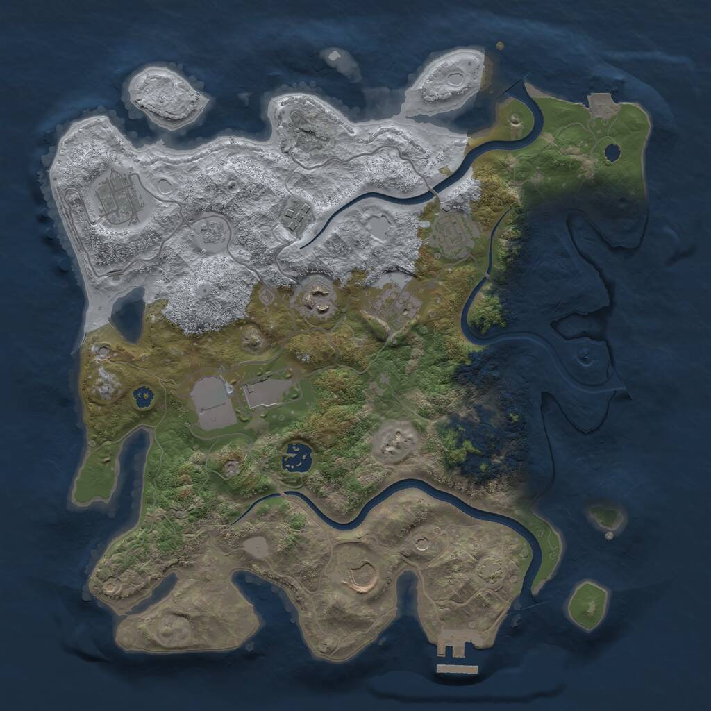 Rust Map: Procedural Map, Size: 3500, Seed: 1476084110, 13 Monuments