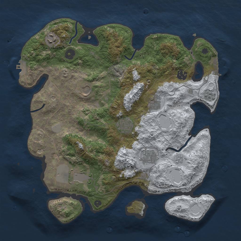 Rust Map: Procedural Map, Size: 3500, Seed: 346597122, 17 Monuments