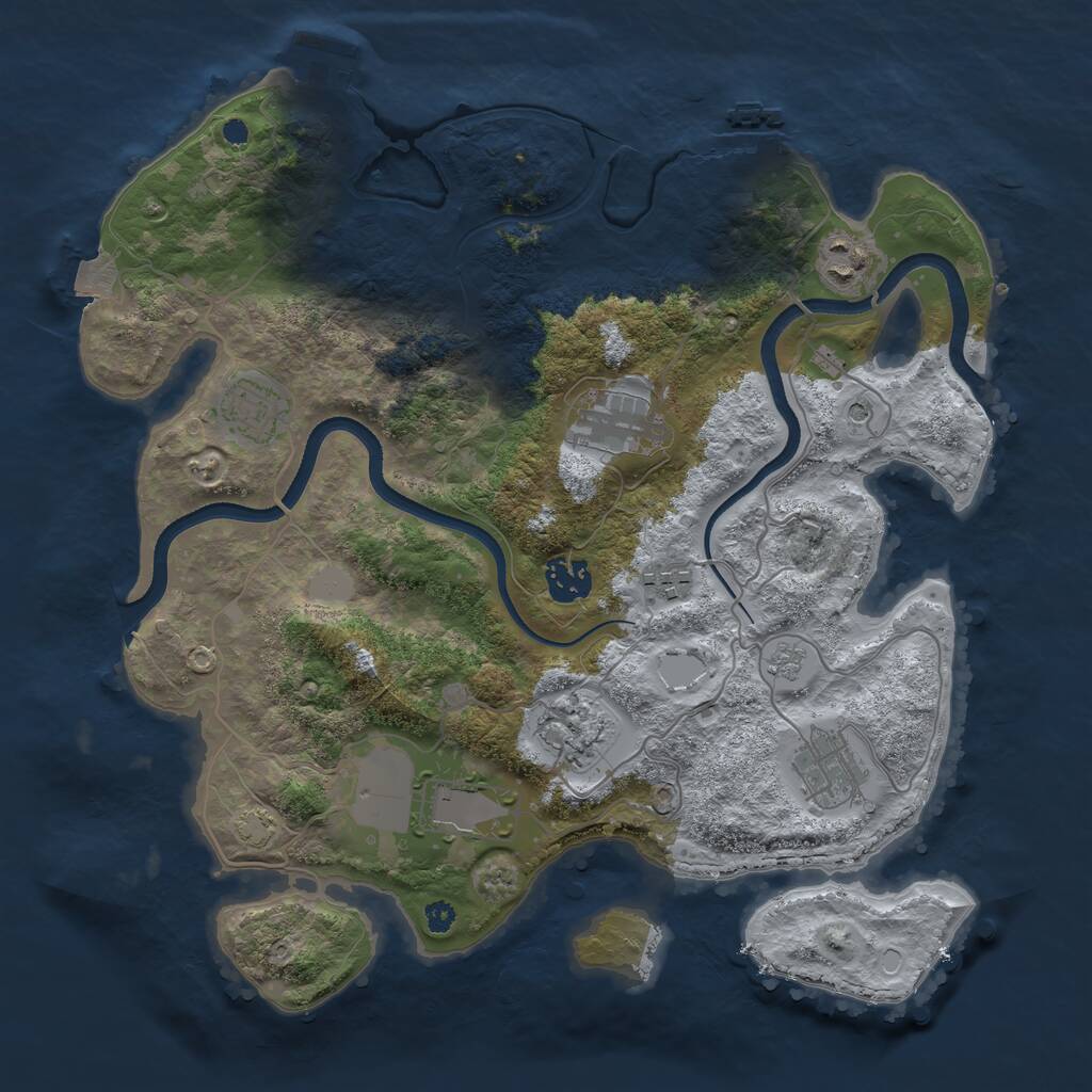 Rust Map: Procedural Map, Size: 3500, Seed: 346597122, 14 Monuments
