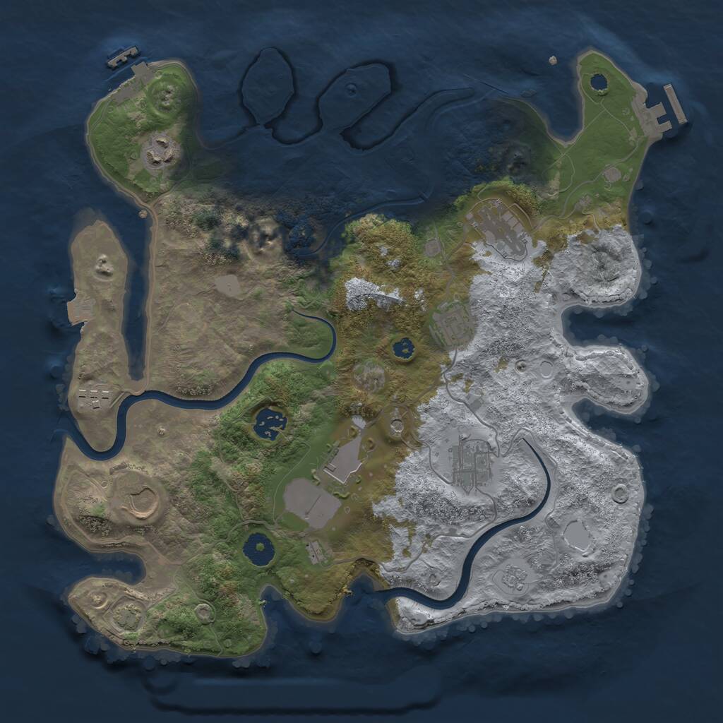 Rust Map: Procedural Map, Size: 3500, Seed: 194804863, 14 Monuments