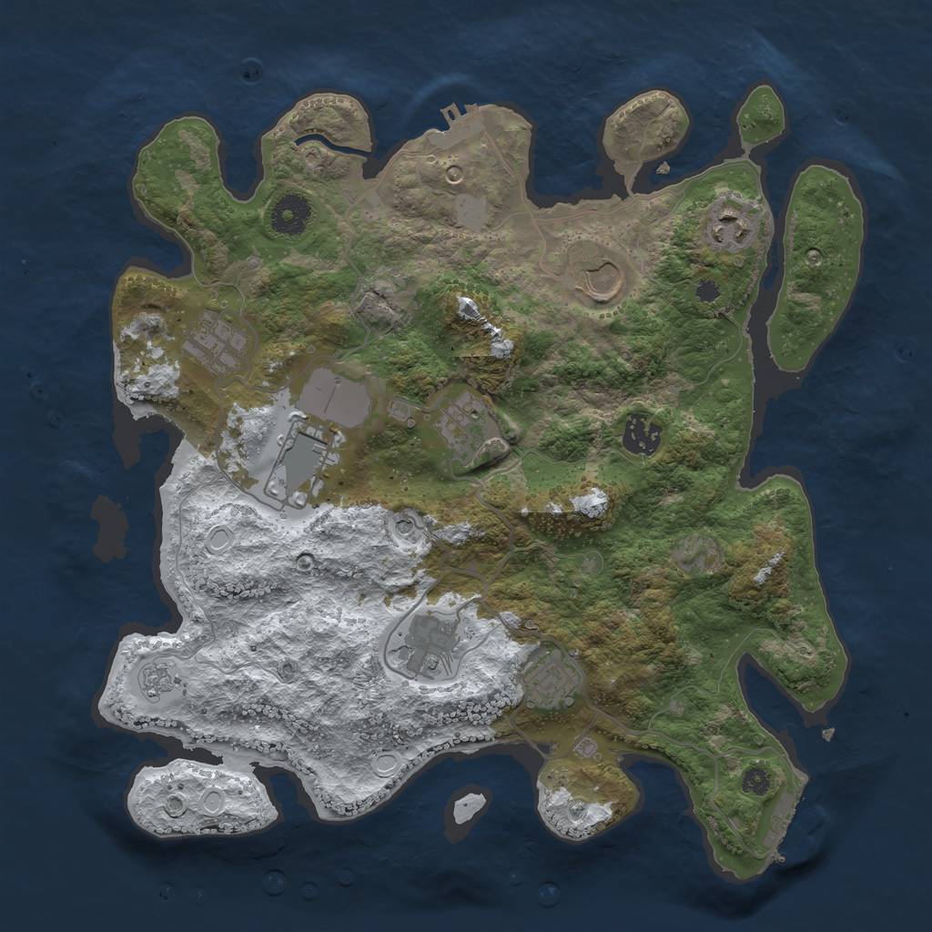 Rust Map: Procedural Map, Size: 3500, Seed: 137353467, 17 Monuments