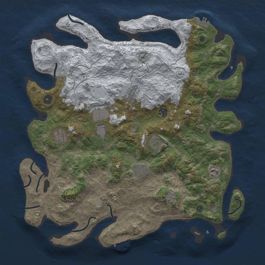 Rust Map: Procedural Map, Size: 4250, Seed: 3036851, 17 Monuments