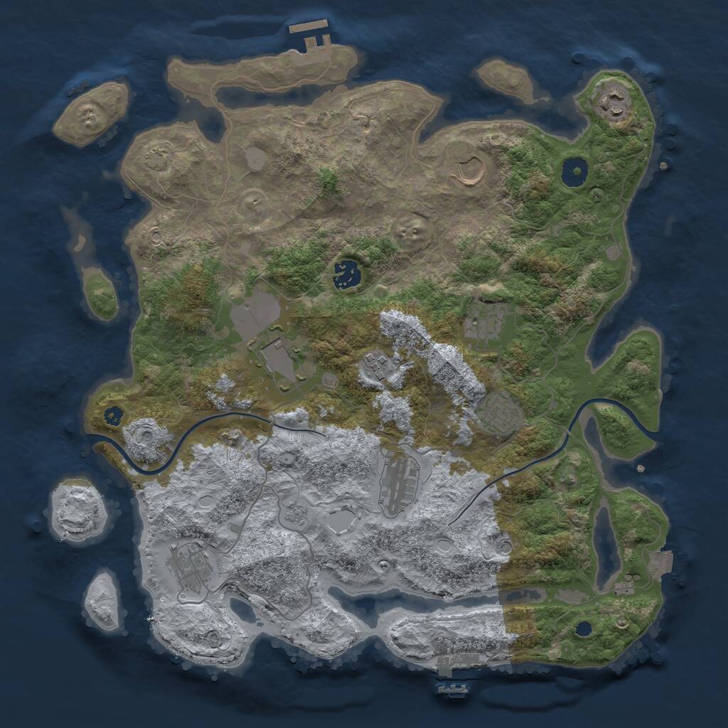 Rust Map: Procedural Map, Size: 3800, Seed: 1104992137, 15 Monuments